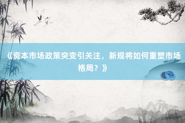 《资本市场政策突变引关注，新规将如何重塑市场格局？》