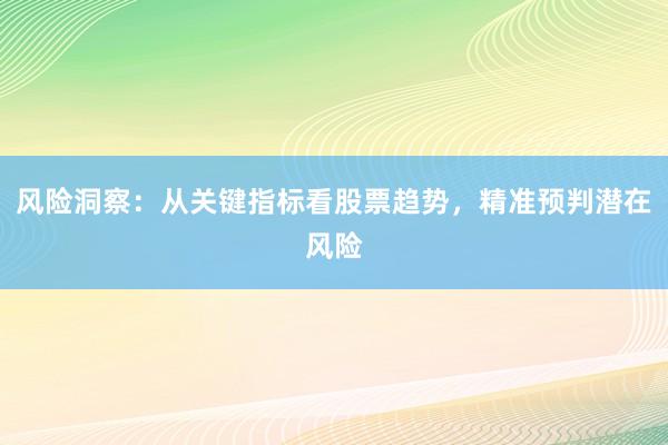 风险洞察：从关键指标看股票趋势，精准预判潜在风险