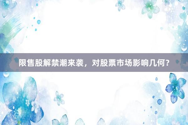 限售股解禁潮来袭，对股票市场影响几何？