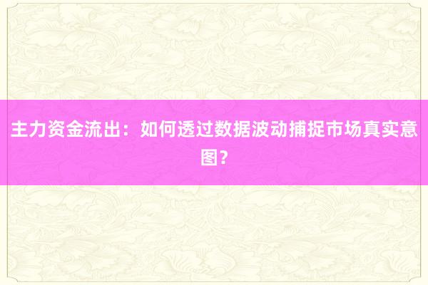 主力资金流出：如何透过数据波动捕捉市场真实意图？