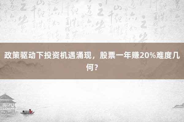 政策驱动下投资机遇涌现，股票一年赚20%难度几何？