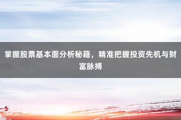 掌握股票基本面分析秘籍，精准把握投资先机与财富脉搏