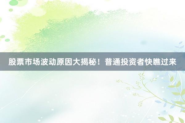 股票市场波动原因大揭秘！普通投资者快瞧过来
