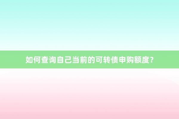 如何查询自己当前的可转债申购额度？