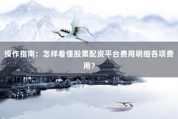 操作指南：怎样看懂股票配资平台费用明细各项费用？